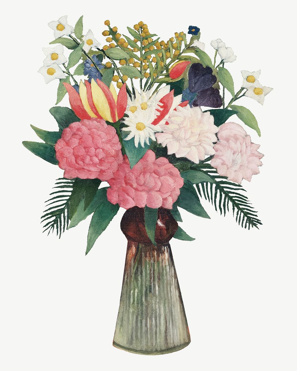 Henri Rousseau's Flowers in a Vase psd. Remixed by rawpixel.