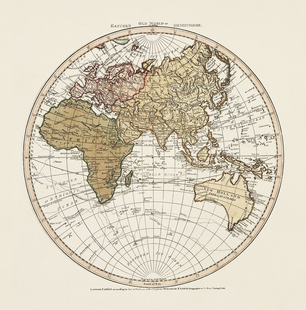 Western New World or Hemisphere. Eastern Old World or Hemisphere (1786), vintage map illustration by S.l. Original public…