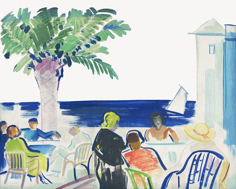 French riviera, vintage illustration by J&aacute;nos Vaszary. Remixed by rawpixel.