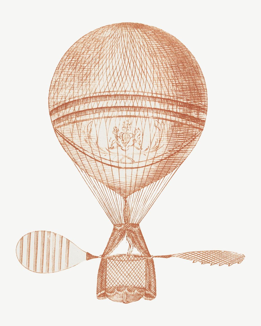 Hot air balloon, vintage illustration by Vincent Lunardi psd. Remixed by rawpixel.