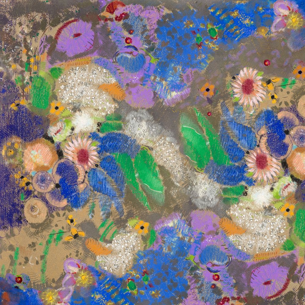 Odilon Redon's abstract flower background. Remixed by rawpixel. 