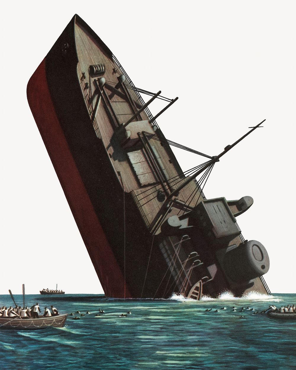 Sinking ship illustration. Remixed by rawpixel. 