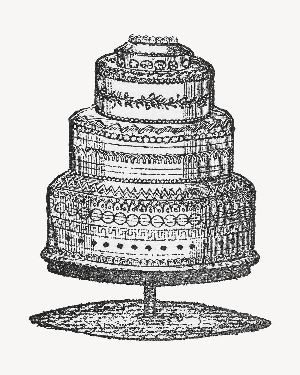 Vintage cake monotone illustration. Remixed by rawpixel. 
