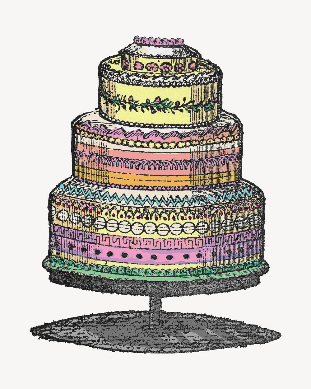 Vintage colorful cake illustration. Remixed by rawpixel. 