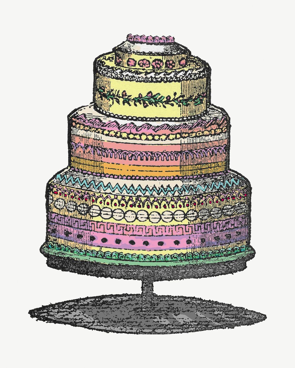 Vintage colorful cake psd. Remixed by rawpixel. 