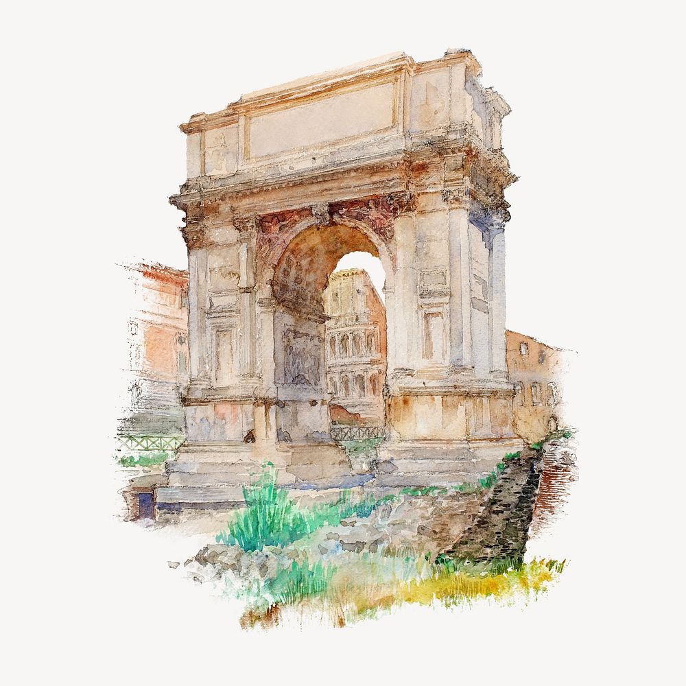 Rome's Arch of Titus illustration. Remixed by rawpixel. 