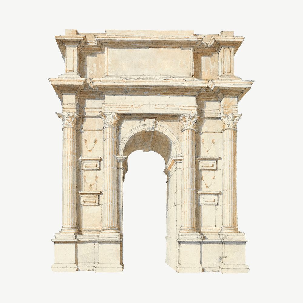 Italy's Arch of Trajan illustration psd. Remixed by rawpixel. 