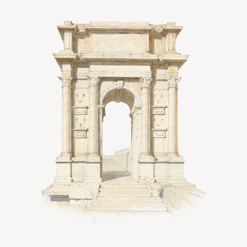 Italy's Arch of Trajan illustration. Remixed by rawpixel. 