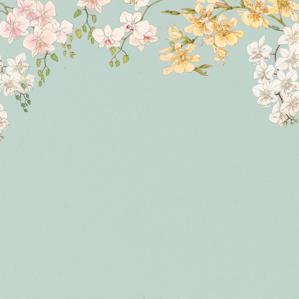 Orchids border background, vintage floral design. Remixed by rawpixel.