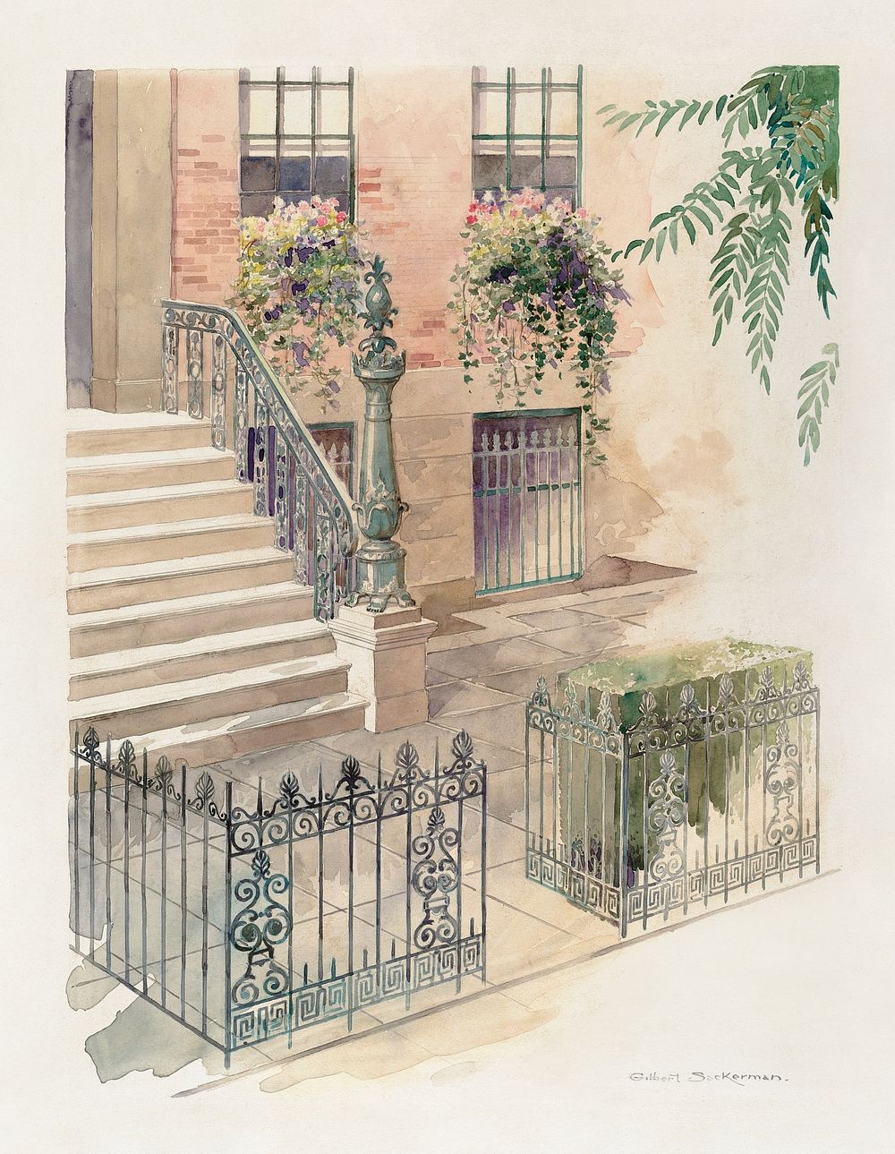 Balcony (1935&ndash;1942) by Gilbert Sackerman. Digitally enhanced by rawpixel.