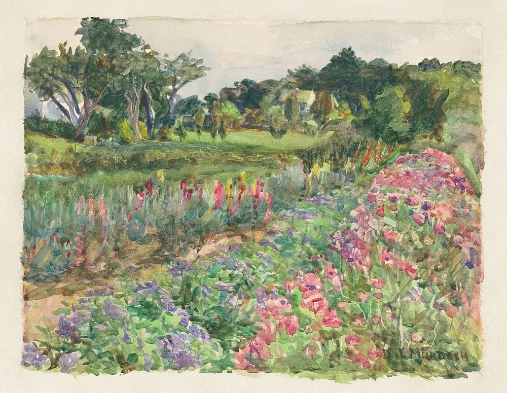 Parmelee Estate in Bloom (ca. 1920) by Dora Louise Murdoch. Digitally enhanced by rawpixel.