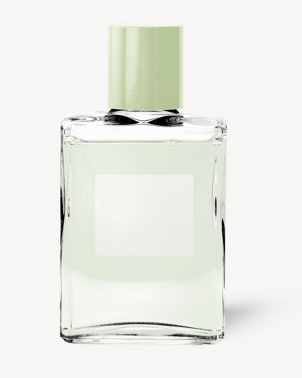 Square glass perfume bottle with blank label