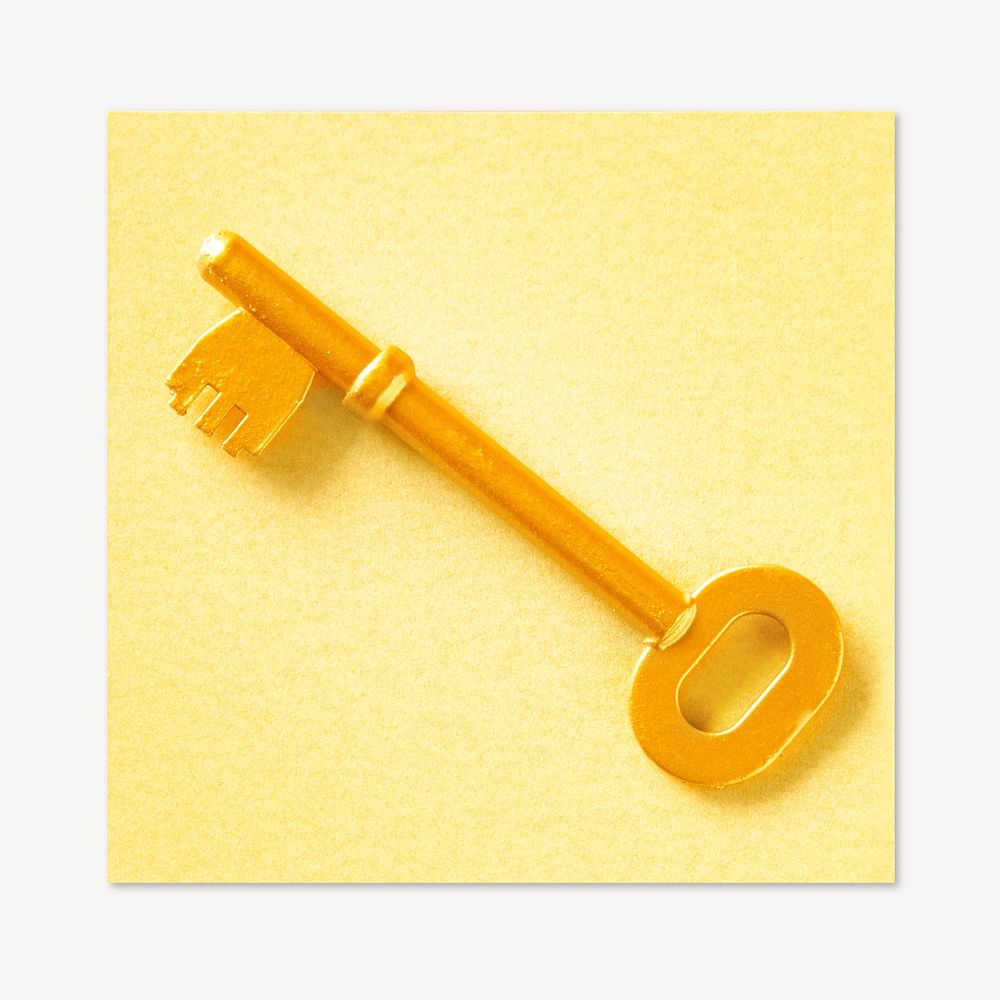 Golden key paper craft isolated object graphic psd