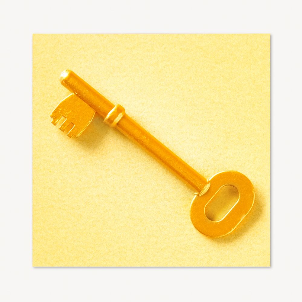 Golden key paper craft, isolated image on white