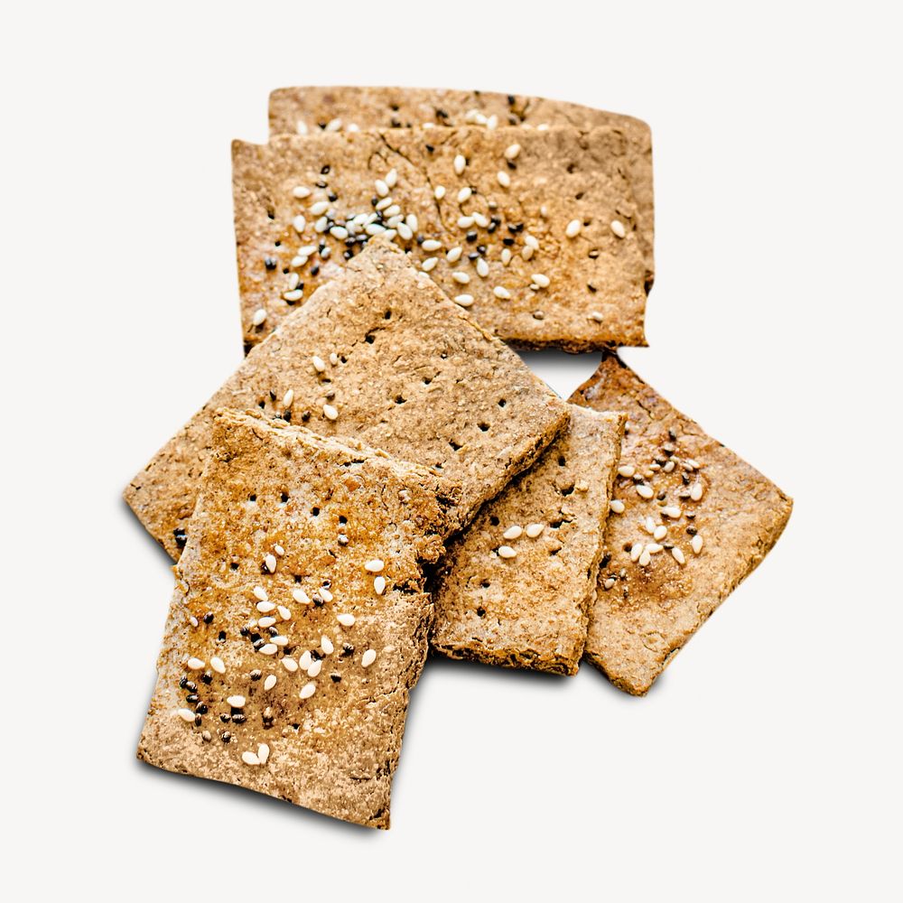 Crispy crackers, isolated design on white