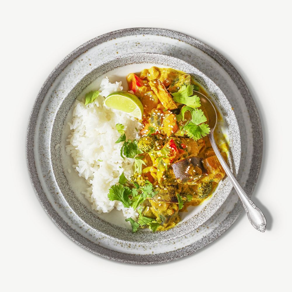 Curry with rice image graphic psd