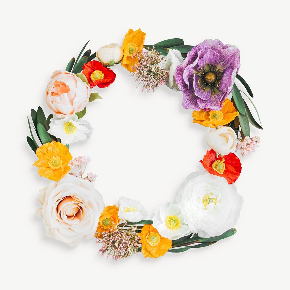 Flower chaplet wreath  collage element graphic psd