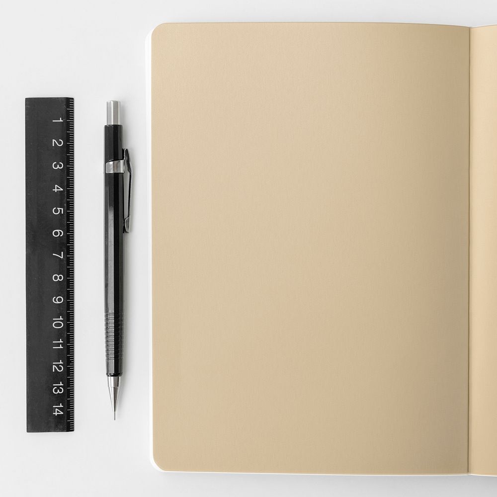 Blank plain brown notebook page with a pencil mockup