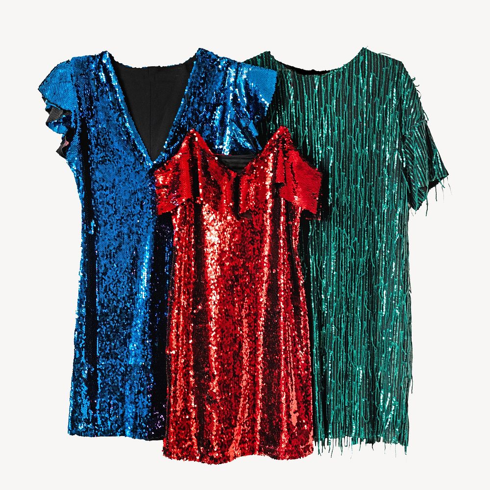 Sequin dresses, isolated image