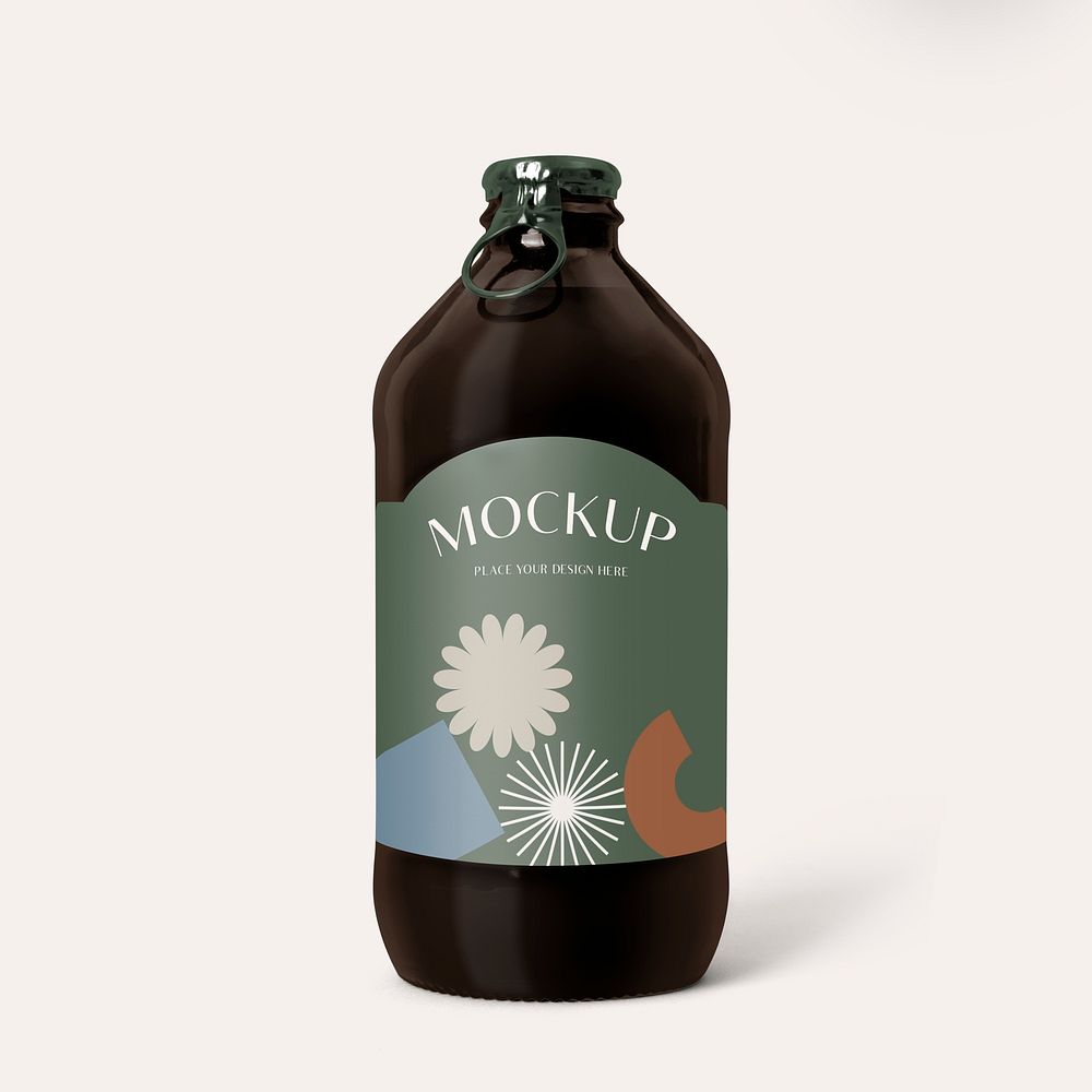 Beer bottle label mockup, product packaging design psd
