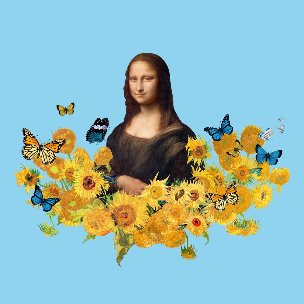 Mona Lisa sunflower art remix. Remixed by rawpixel.
