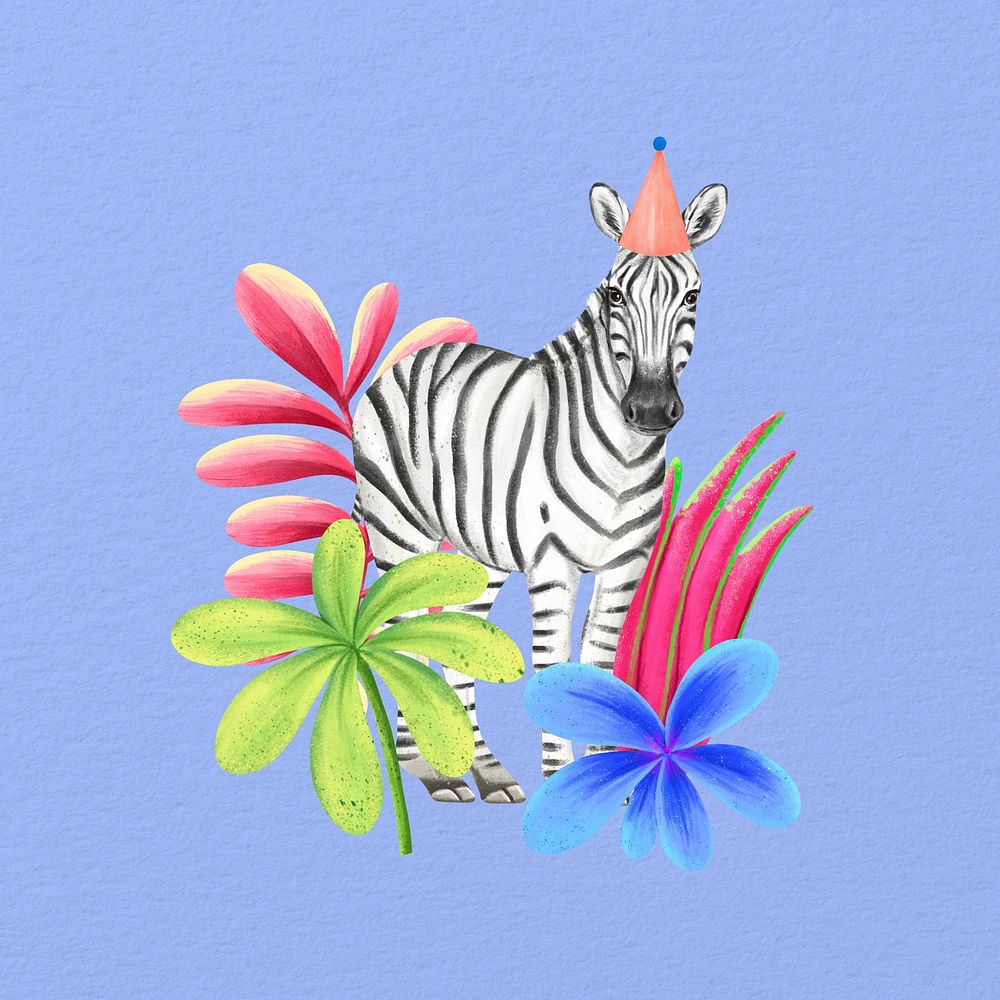 Cute zebra background, blue design