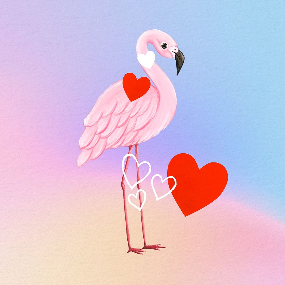 Flamingo background, gradient colorful design