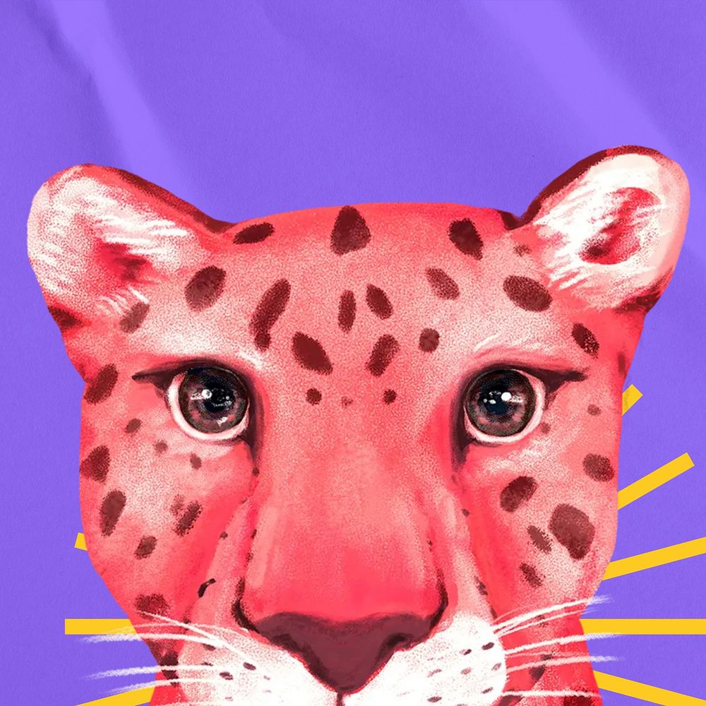 Cute leopard wildlife background, purple design