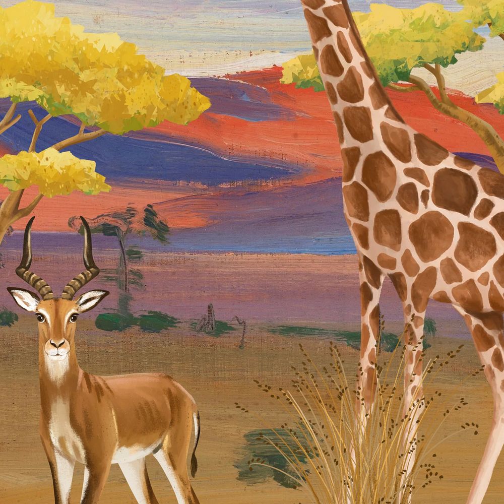 African animals background, drawing design