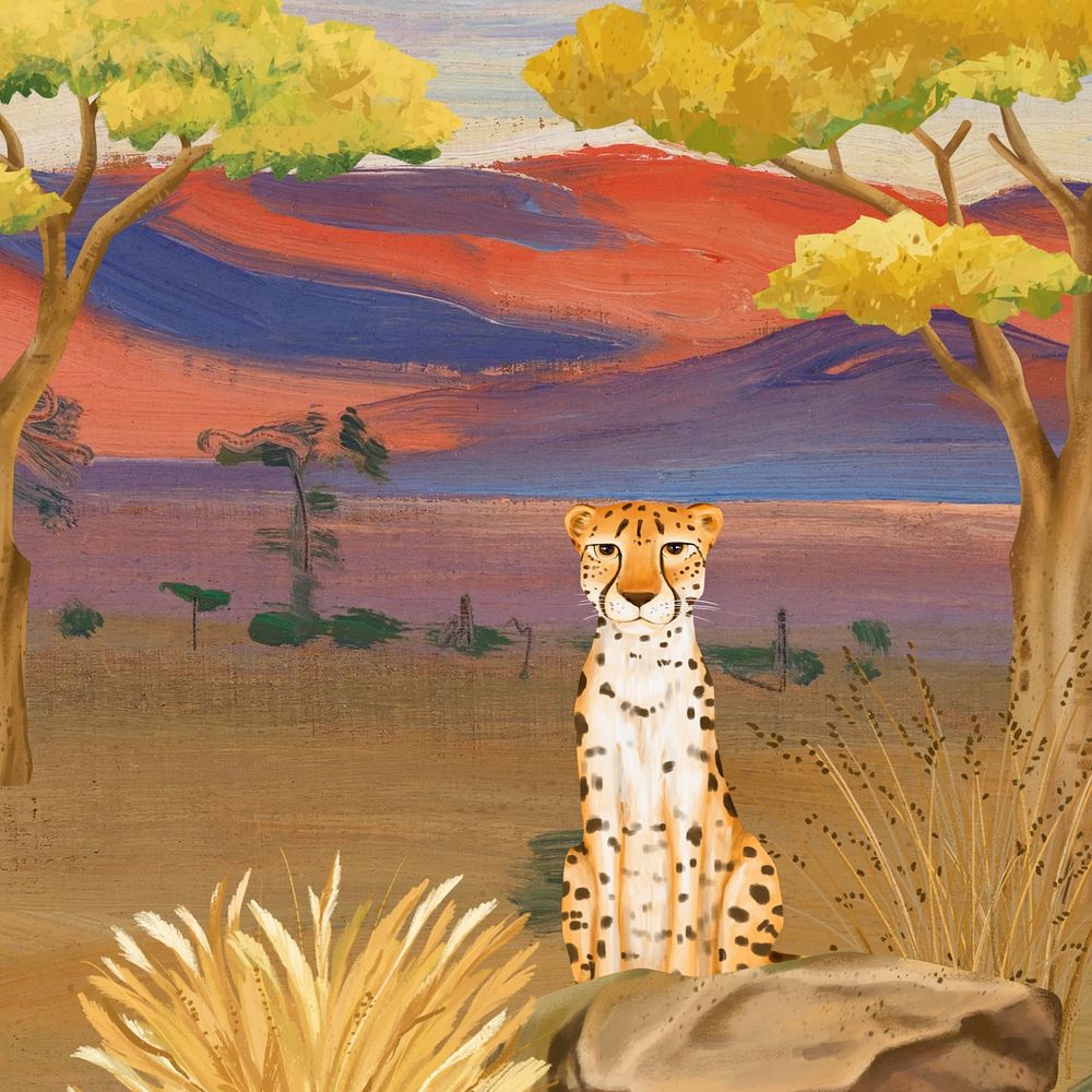 Cute cheetah background, colorful drawing design