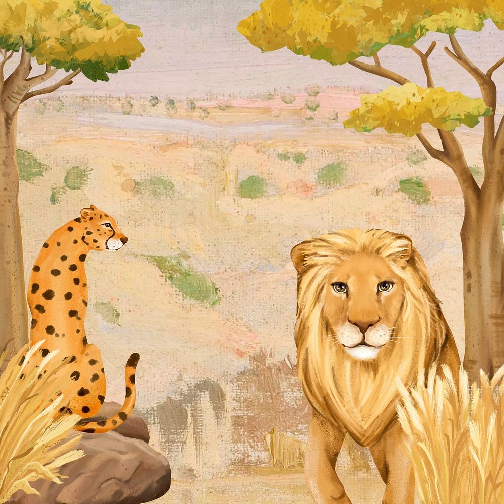 Lion & leopard background, drawing design