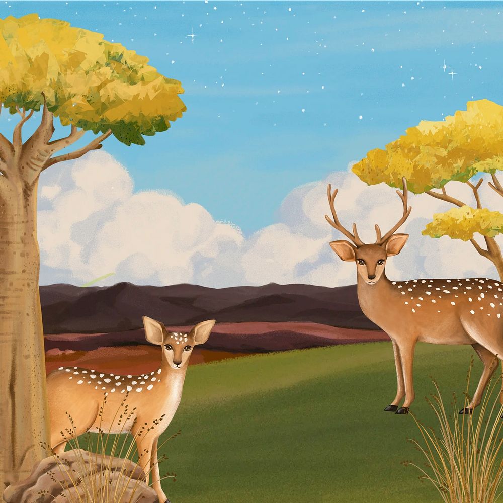 Aesthetic deer background, drawing design