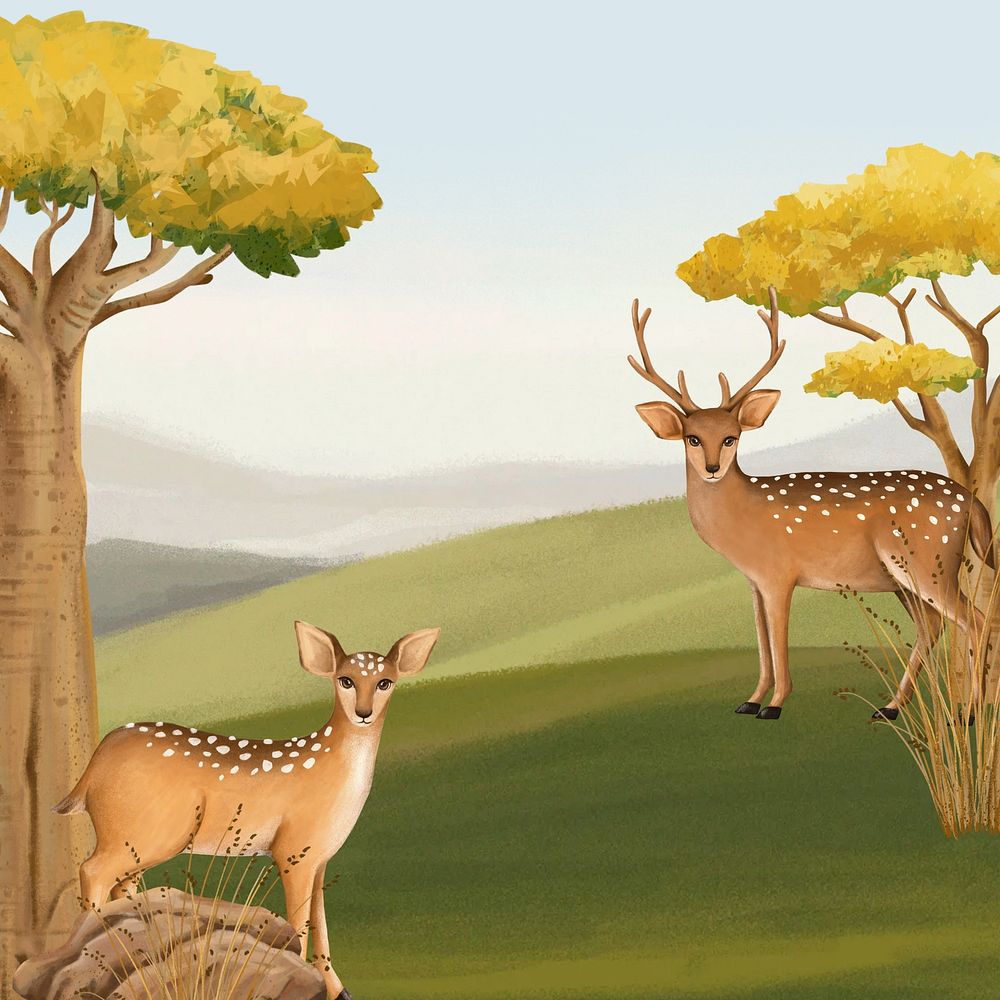 Savanna deer background, drawing design