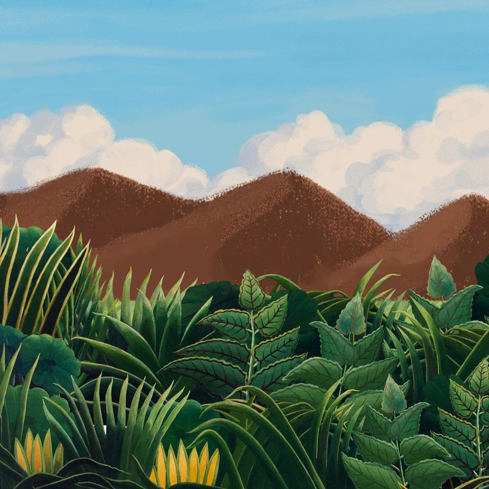 Wilderness background, jungle & blue sky design
