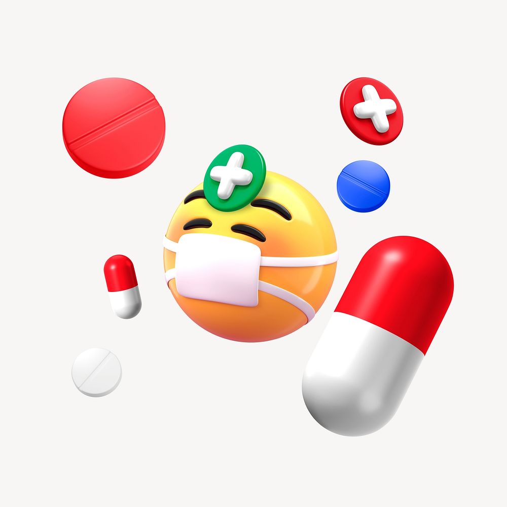 3D healthcare emoticon illustration