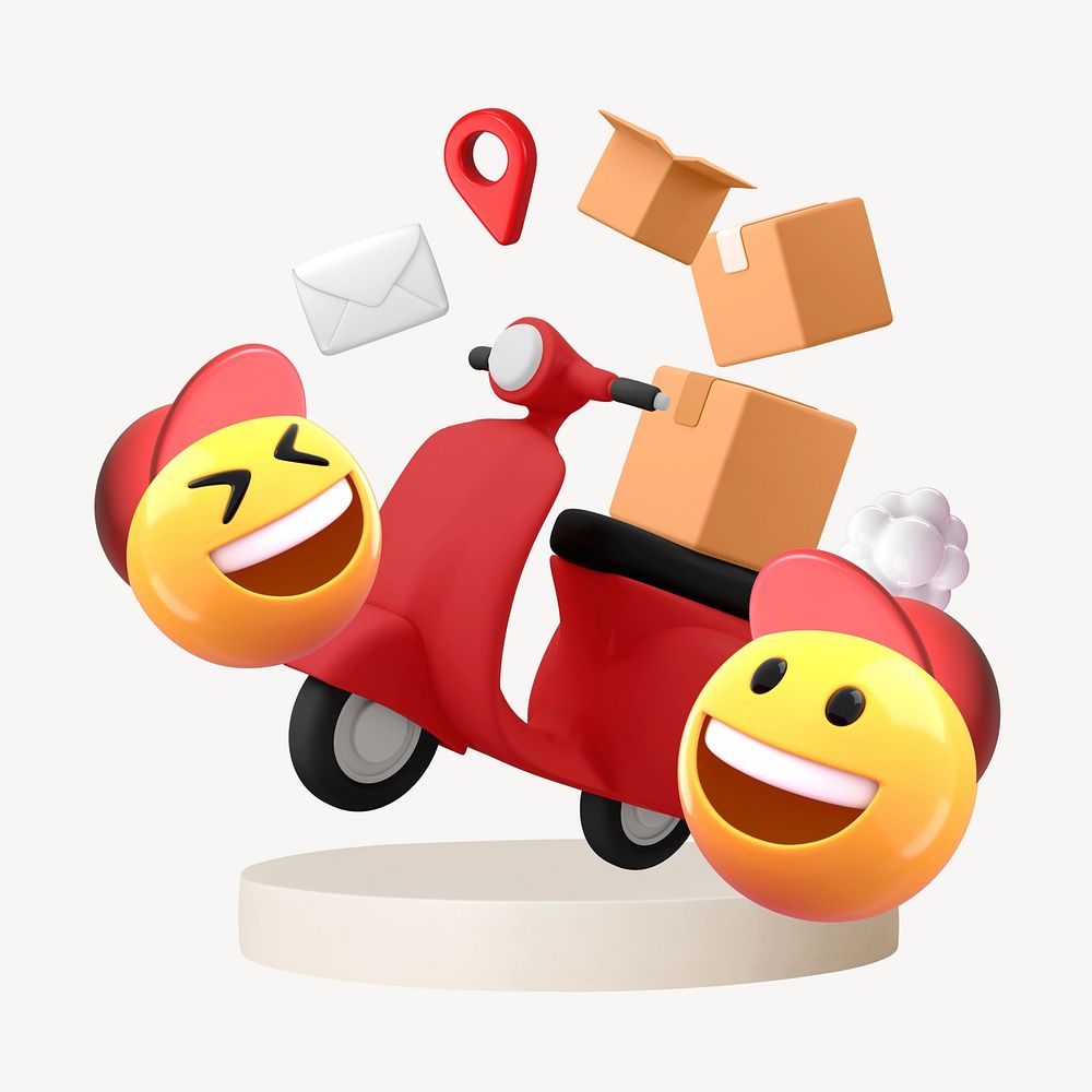 3D packages delivery emoticon illustration