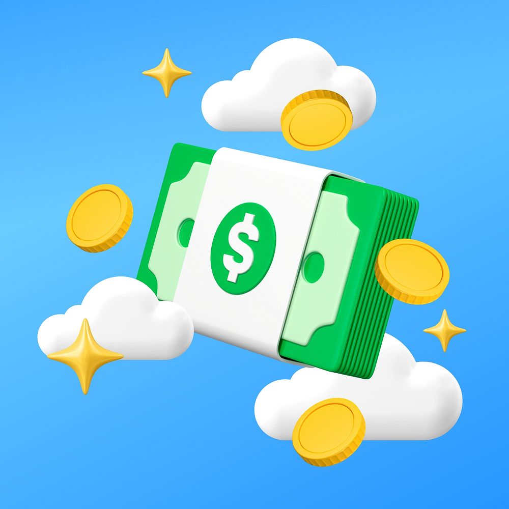 3D money, cute finance concept