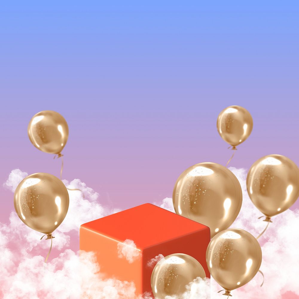 3D floating balloons product backdrop, aesthetic design