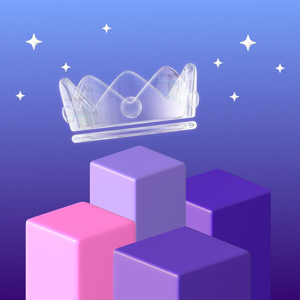 3D crown, purple podiums design