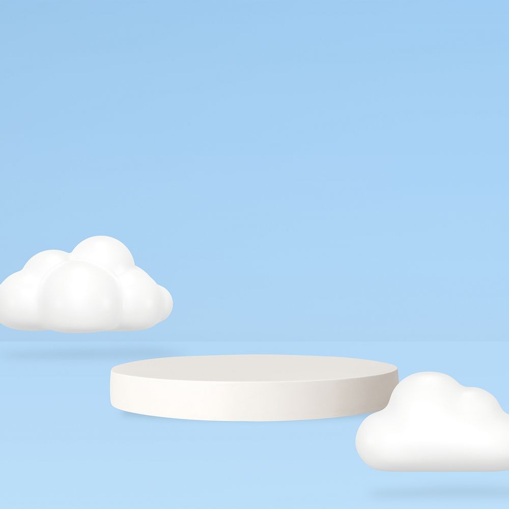 Blue product backdrop, 3D clouds design