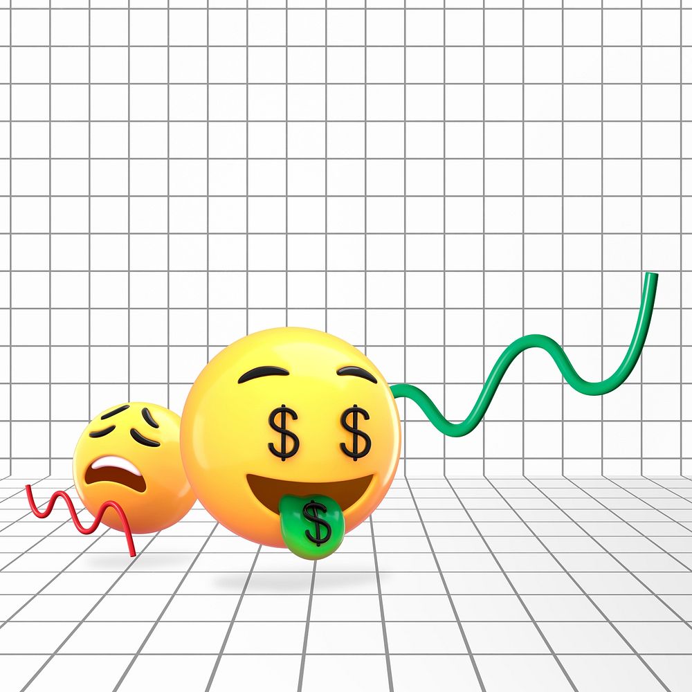 Money-mouth face emoticon background, finance concept