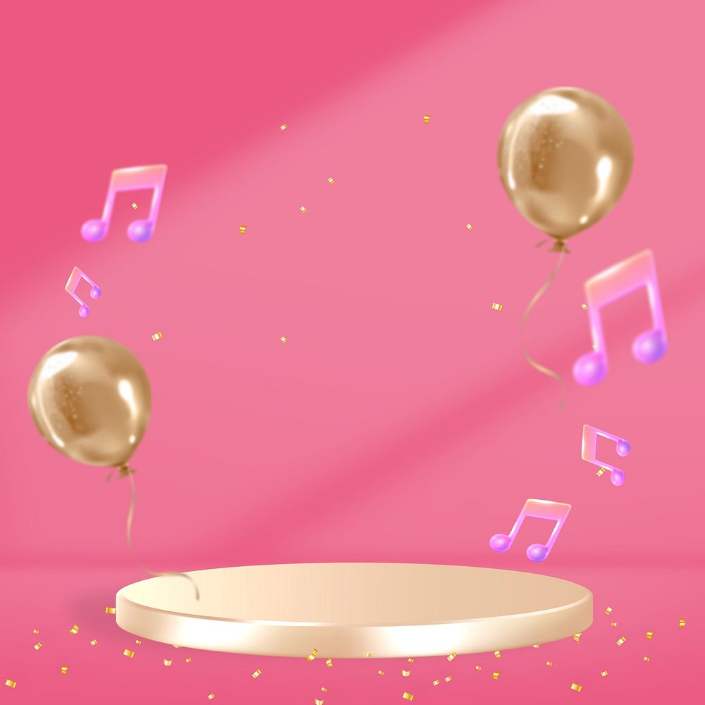 Pink 3D product background, party, celebration style
