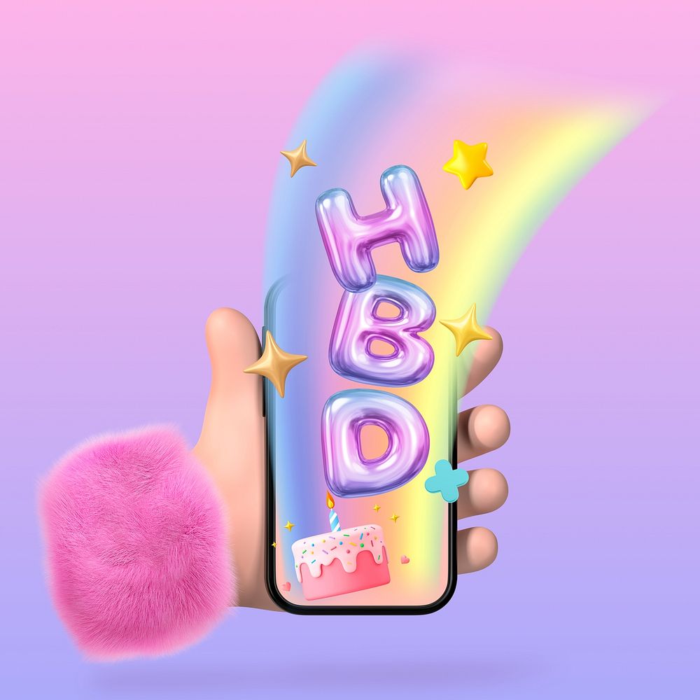3D HBD online greeting illustration