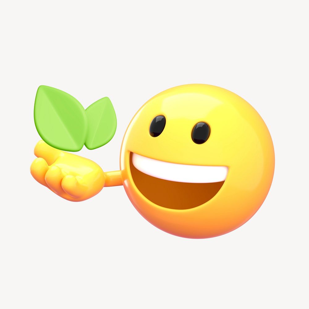 Reforestation emoji, 3D emoticon illustration