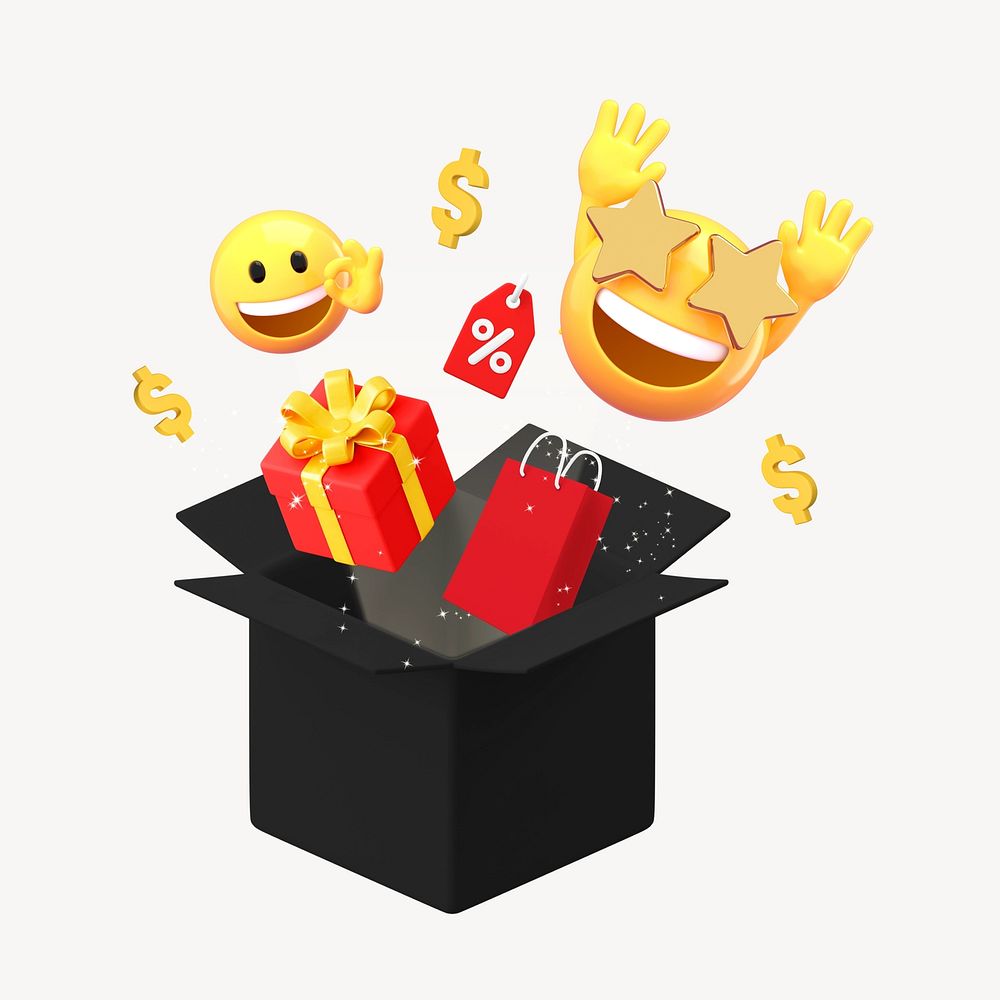 Sale emoji, 3D emoticon illustration