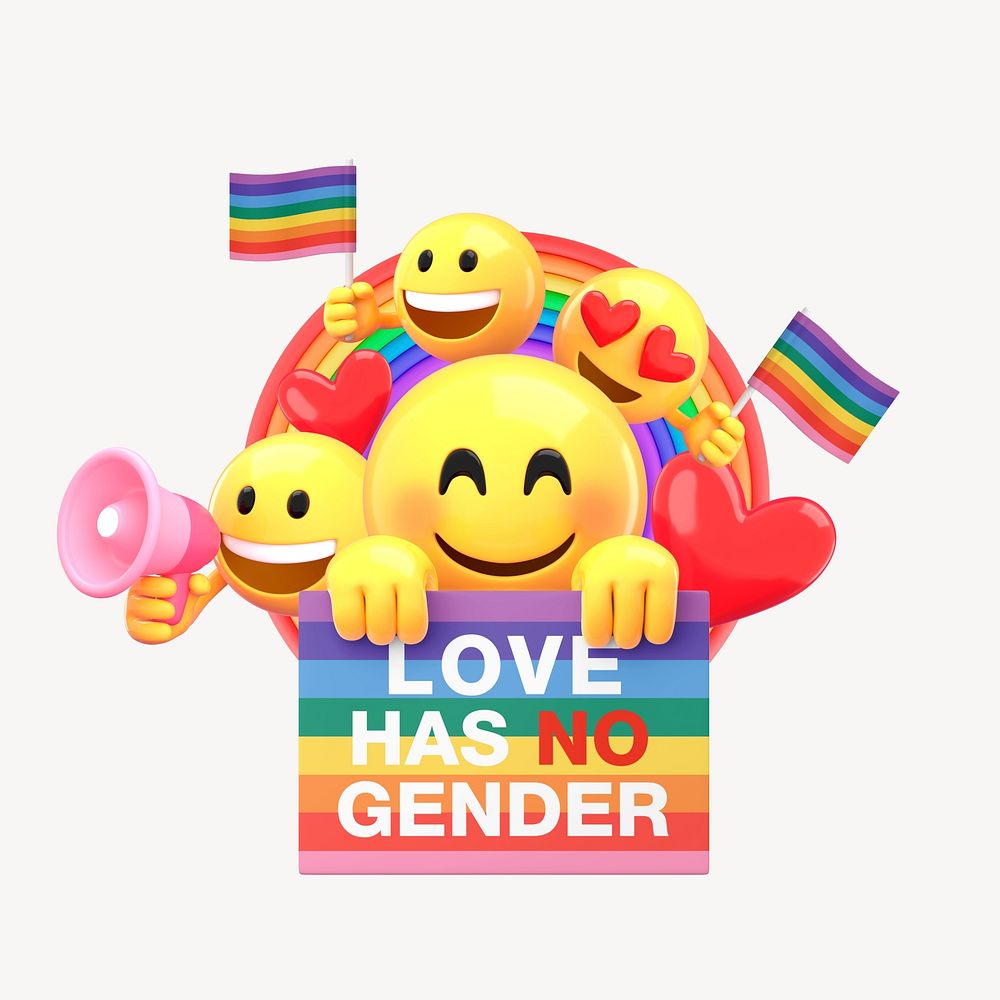 LGBT pride parade, 3D emoticon illustration