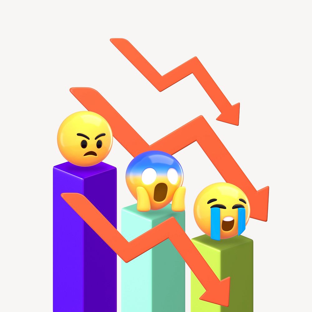Economic crisis, 3D emoticon illustration