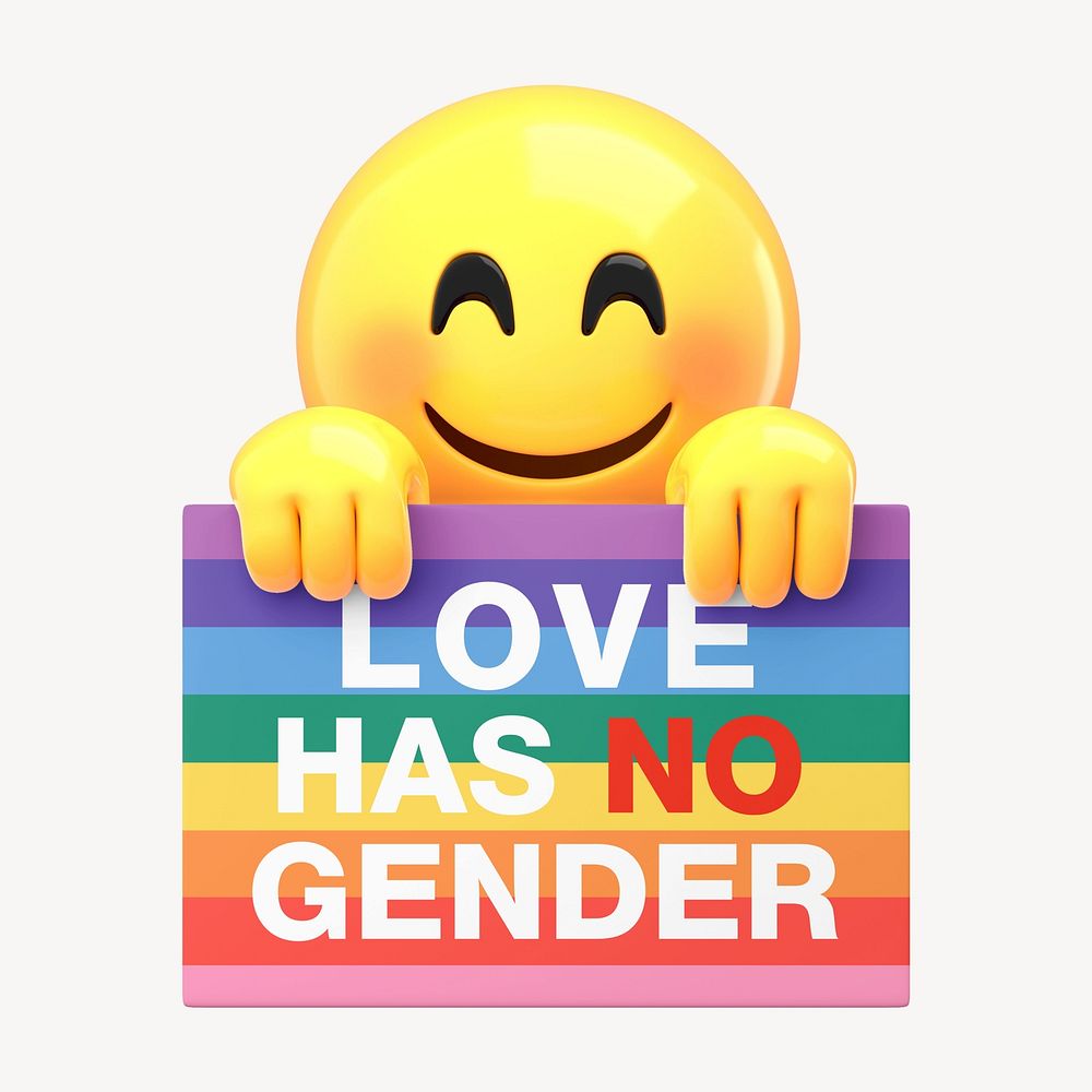 3D emoji LGBT sign, love has no gender 