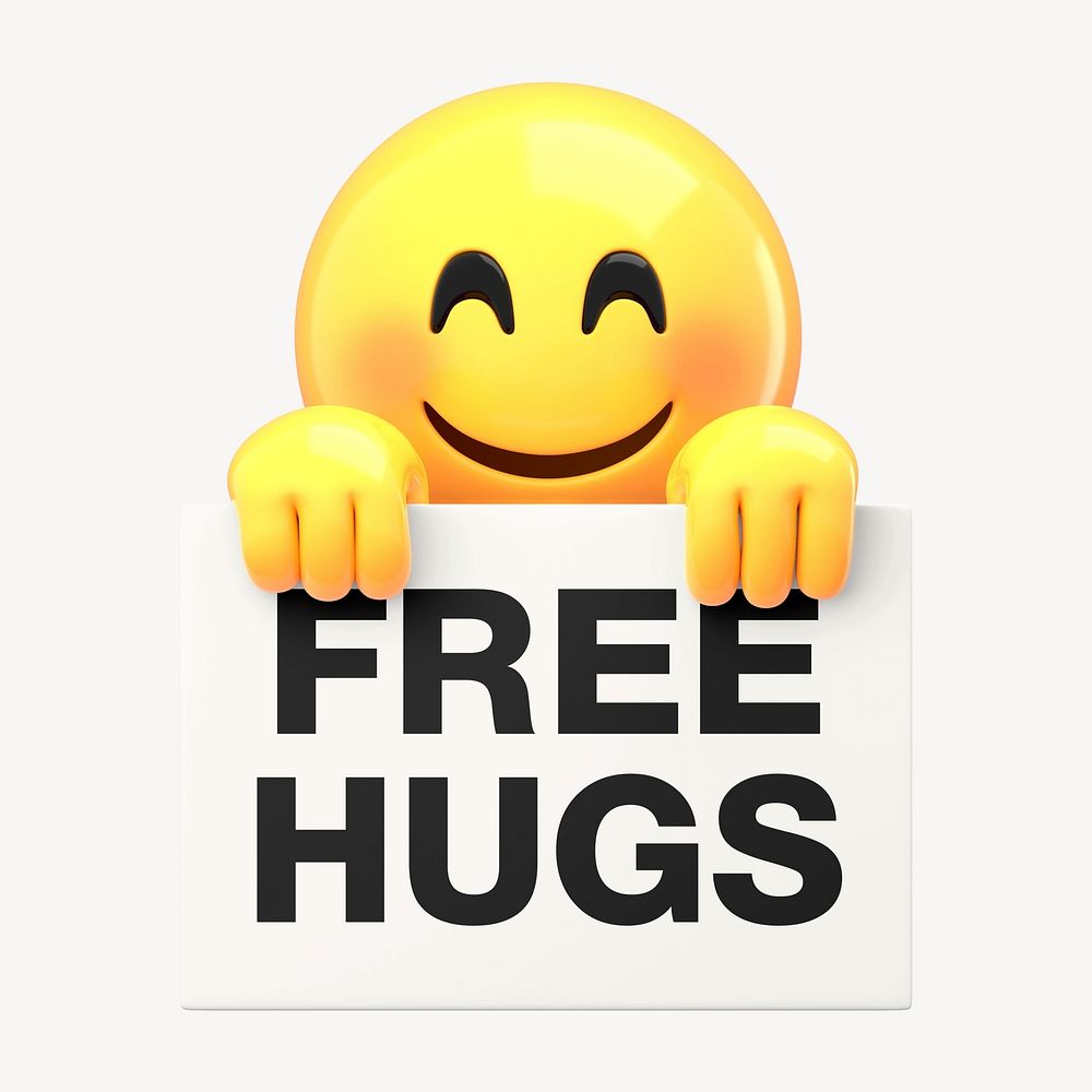 3D emoji free hugs sign