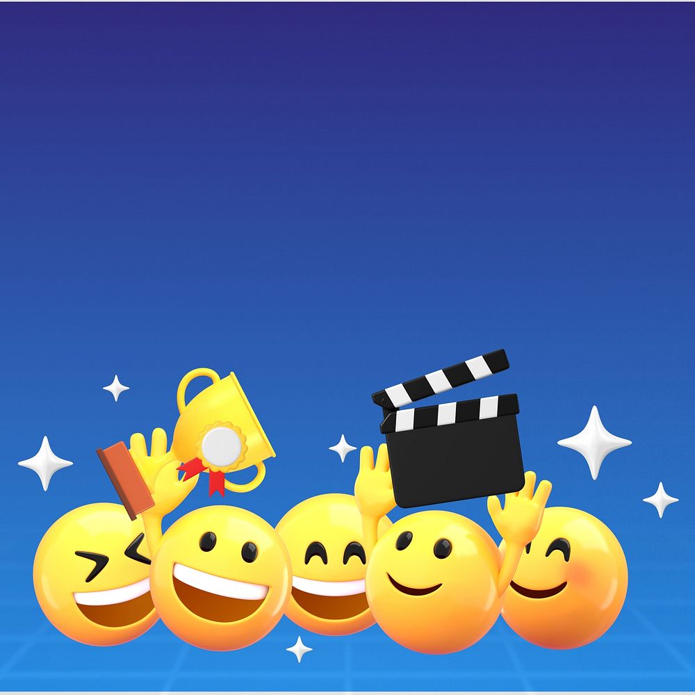 Film awards blue background, 3D emoji